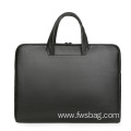 Custom logo black pu leather waterproof laptop briefcase 15 inch business laptop bag men briefcase with front pocket